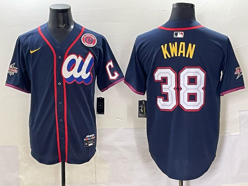 Men 2025 Cleveland Indians 38 Kwan Drak Blue All star Nike MLB Jersey style 2